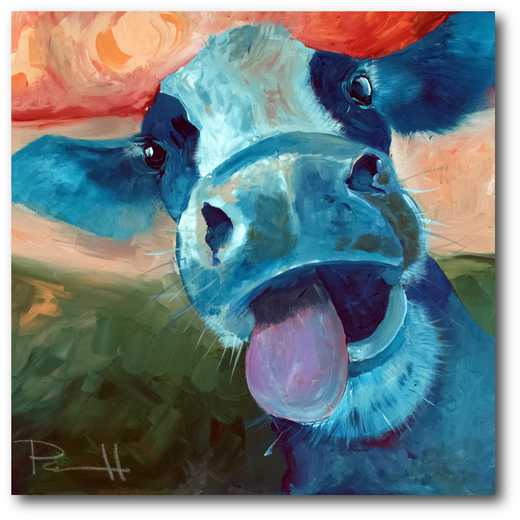 WEB-FF476: Lucy Cow Canvas 16x16